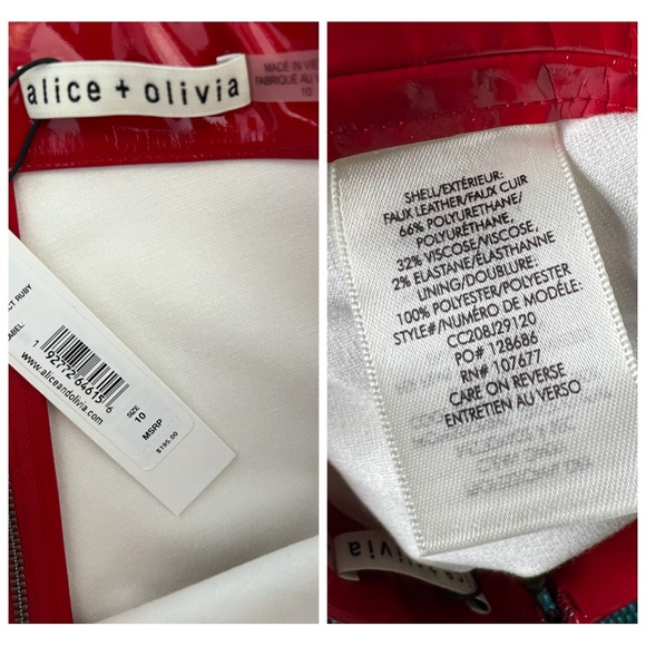 Alice + Olivia Maddox Red Vegan Leather Legging Pant - Picture 12 of 15